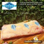Beef Sirloin aged chilled Australia STEER young cattle MIDFIELD whole cuts +/- 5.5 kg/pc (price/kg) Striploin / New York Strip / Has Luar PREORDER 2-3 days notice